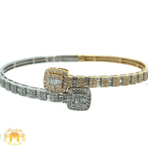 4 piece deal: 41mm Iced out 18k Gold Rolex Watch with Two-Tone Jubilee Bracelet +  Two-tone Gold Twin Squares Cuff Diamond Bracelet + Flower Diamond Earrings Set + Gift from Marchello the Jeweler