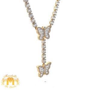 4 piece deal: 6.09ct diamonds and gold Butterfly Necklace+ Gold and Diamond Butterfly Ring and Earrings + Gift