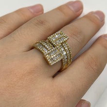 Load image into Gallery viewer, 14k Yellow Gold and Diamond XL Twin Square Ring with Baguette and Round Diamonds