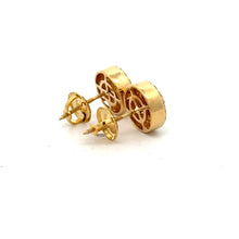 Load image into Gallery viewer, 14k Yellow Gold and Diamond Round Earrings