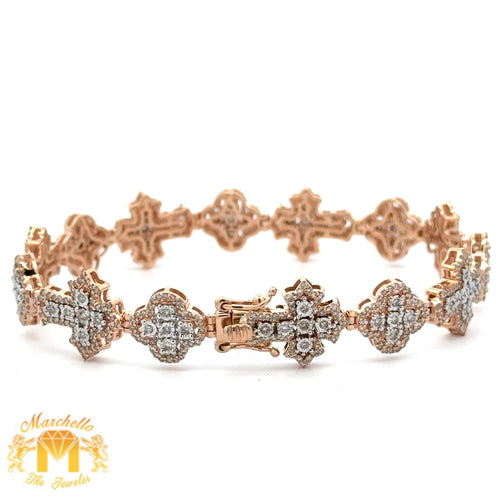 Gold and Diamond Cross & Flower shaped Bracelet (choose your color)