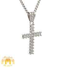 Load image into Gallery viewer, 14k Gold and Diamond Cross Pendant and Gold Cuban Link Chain Set (choose your color)