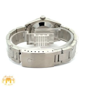 31mm Rolex Watch with Stainless Steel Oyster Bracelet (factory grey dial and custom diamond bezel)