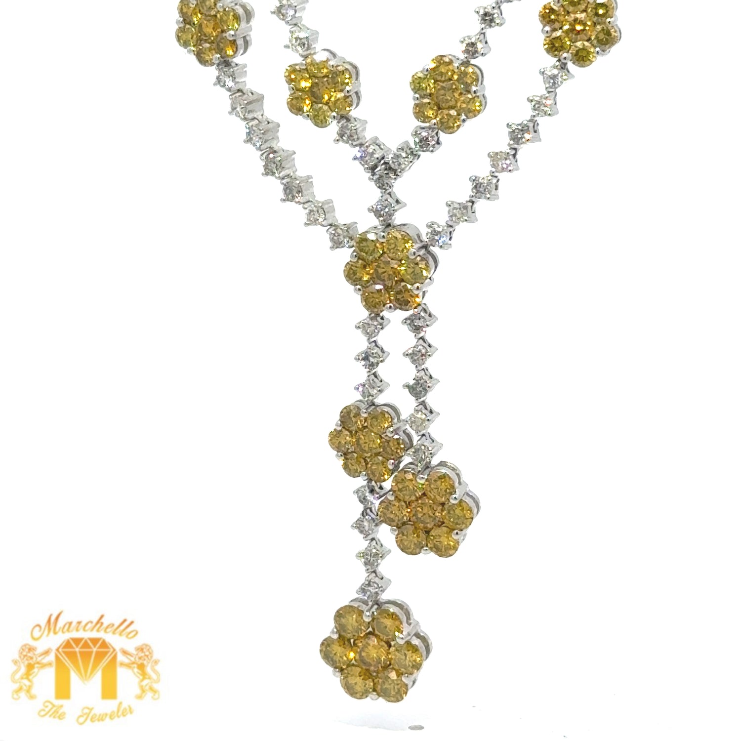 9.50ct diamonds 14k White Gold Flower Setting Necklace with Round Diamonds