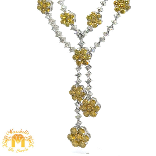 9.50ct diamonds 14k White Gold Flower Setting Necklace with Round Diamonds