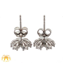 Load image into Gallery viewer, 14k Gold and Diamond Flower Earrings with Pear and Round Diamonds (choose your color)