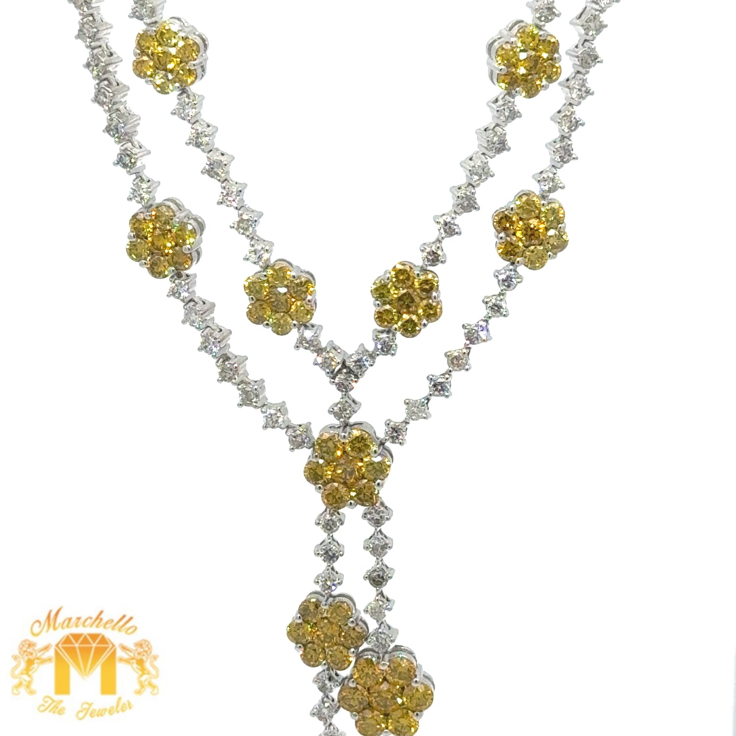 9.50ct diamonds 14k White Gold Flower Setting Necklace with Round Diamonds