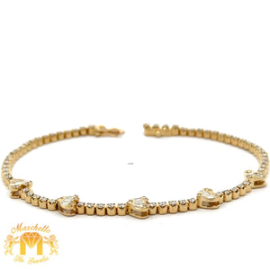 14k Gold and Diamond Fancy Tennis Bracelet with Baguette and Round Diamonds (choose your color)