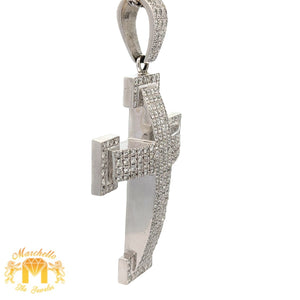 14k White Gold and Diamond XL Cross Pendant