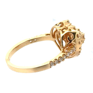 14k Yellow Gold and Diamond Heart RIng with Round Diamonds
