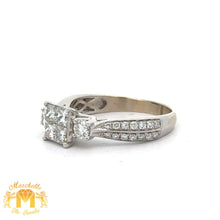 Load image into Gallery viewer, 14k White Gold and Diamond Ladies` Ring with Princess cut and Round Diamonds