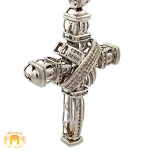 Load image into Gallery viewer, 14k White Gold and Diamond Cross Pendant with Round Diamonds