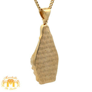 14k Yellow Gold and Diamond Mary Pendant and 14k Yellow Gold Cuban Link Chain