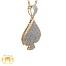 Load image into Gallery viewer, Yellow Gold and Diamond Ace of Spades Pendant and Yellow Gold Cuban Chain