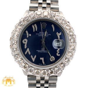 7.40ct Diamond 36mm Rolex Watch with Stainless Steel Jubilee Bracelet (large diamond bezel and diamond dial)