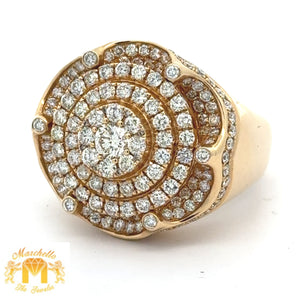 3.35ct diamonds 14k Yellow Gold Cake Shaped Ring with Round Diamonds