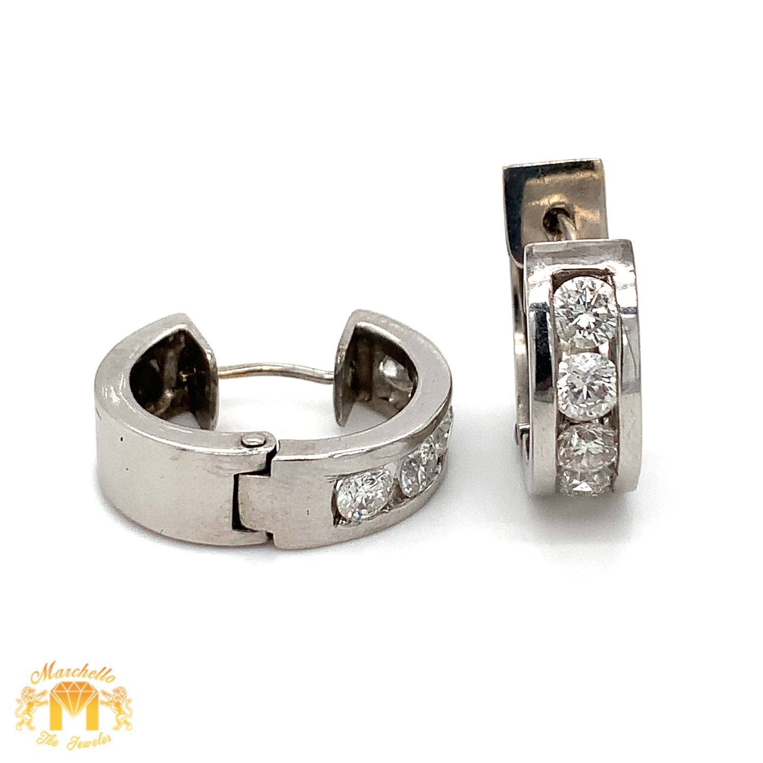 3.50ct Diamond 14k Gold Extra Large Huggie Earrings