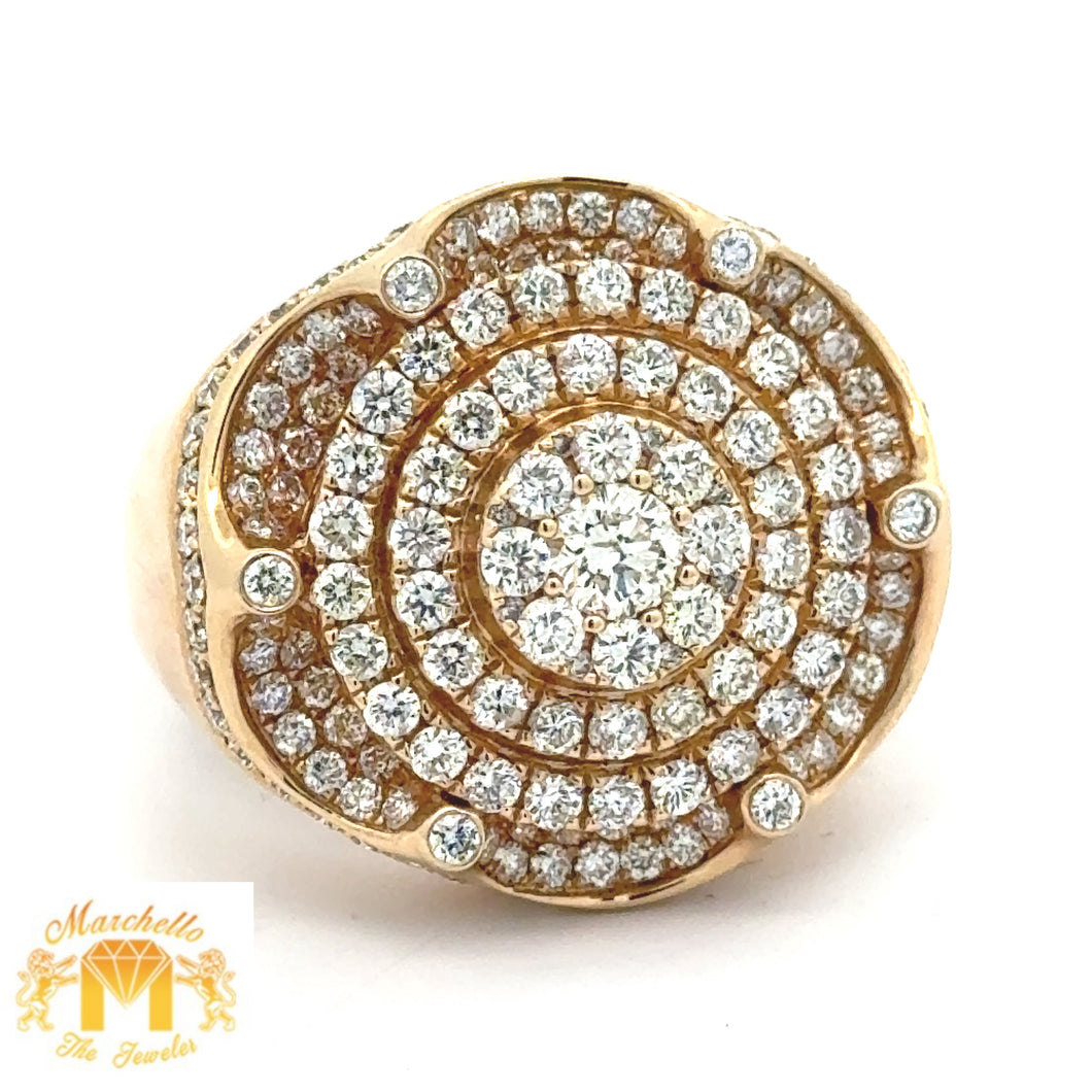 3.35ct diamonds 14k Yellow Gold Cake Shaped Ring with Round Diamonds