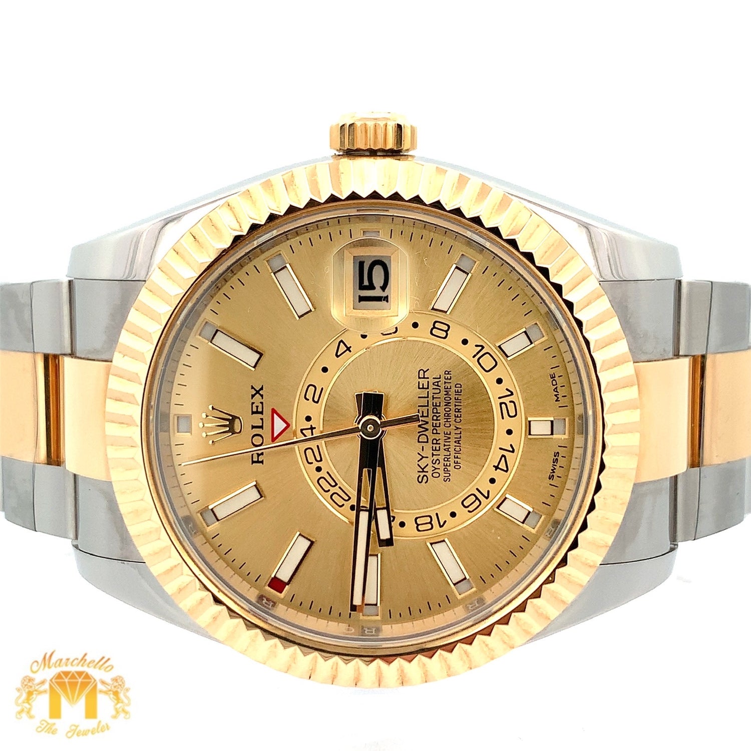 42mm Rolex Sky-Dweller Watch with Two-Tone Oyster Bracelet (fluted bezel, Rolex papers)