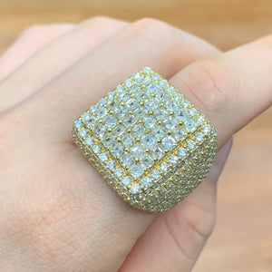 12.60ct diamonds 14k Yellow Gold and Diamond Men`s Ring with Round and Princess cut Diamonds