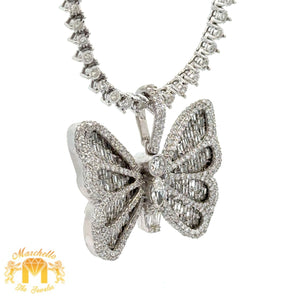 4 piece deal: 3.42ct diamonds 14k White Gold Solid Butterfly Pendant and White Gold Martini Style Chain with Diamonds Set