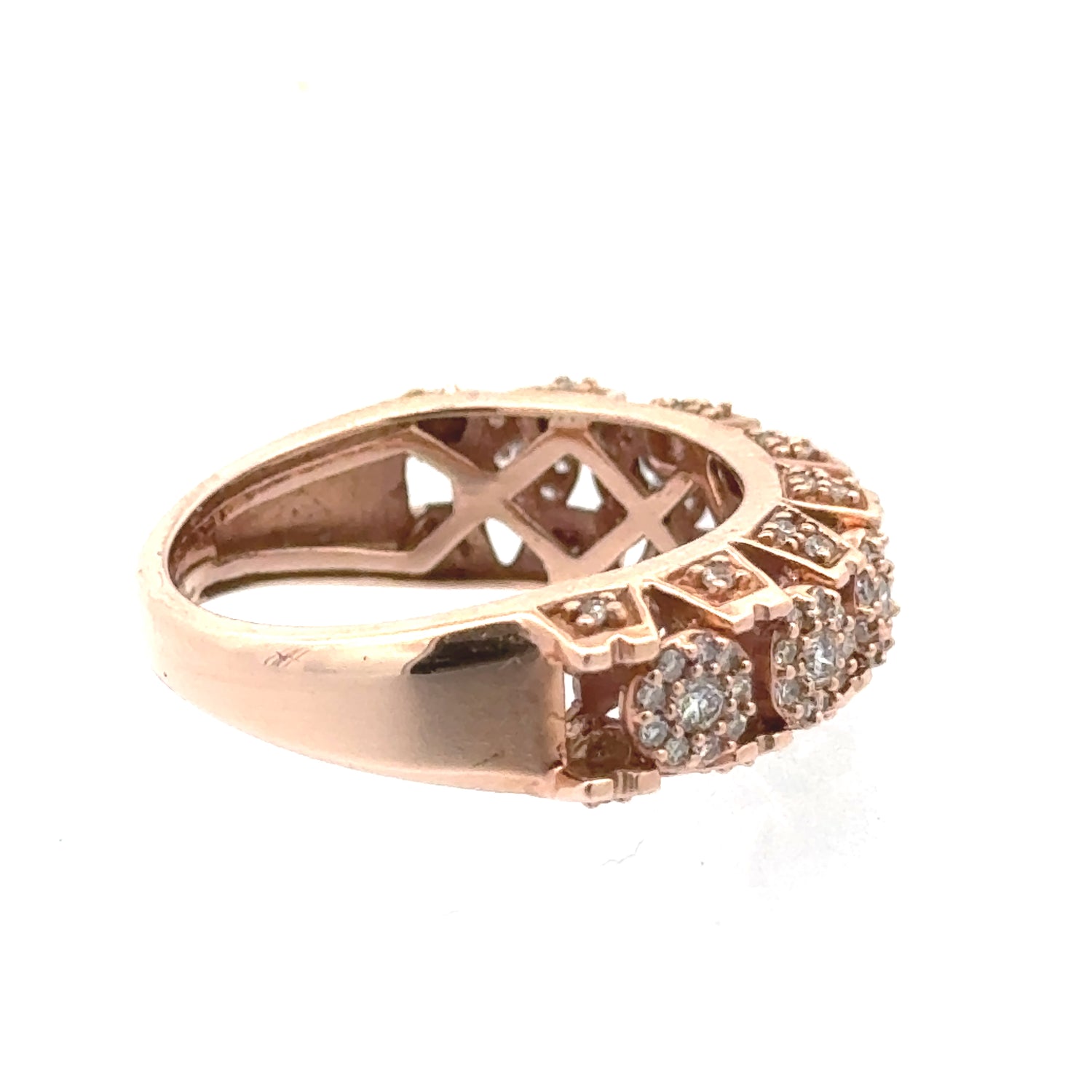 14k Rose Gold and Diamond Band with Round Diamonds