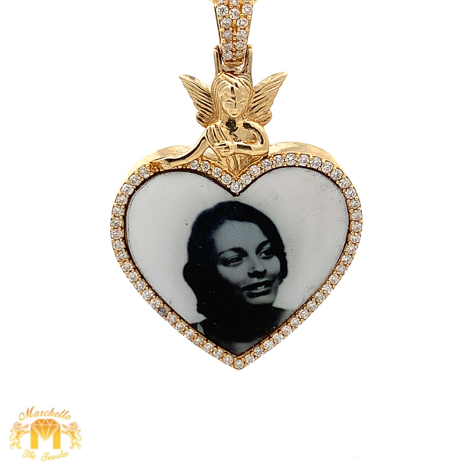 14k Yellow Gold Heart Shaped Memory Diamond Pendant