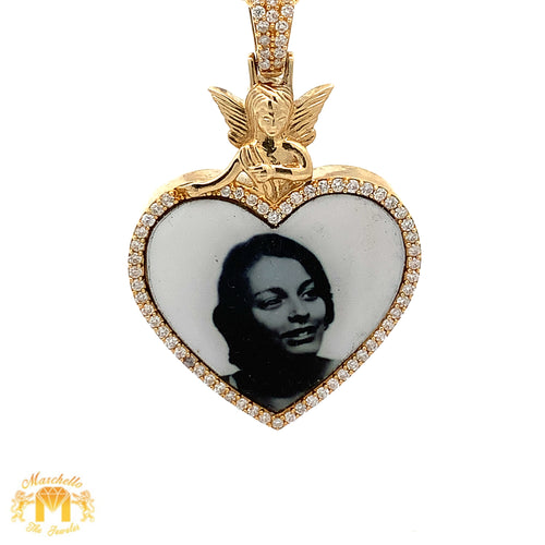 14k Yellow Gold Heart Shaped Memory Diamond Pendant