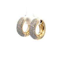 Load image into Gallery viewer, 14k yellow gold and diamond Hoop Earrings with Round Diamonds