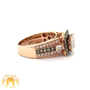 14k Rose Gold and Diamond Ring with Combination of Fancy Shapes (Chocolate Halo)