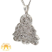 Load image into Gallery viewer, 18k White Gold and Diamond Buddha Pendant and 14k White Gold Cuban Link Chain