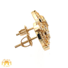 Load image into Gallery viewer, 14k Yellow Gold and Diamond Round Earrings with Baguette and Round diamonds