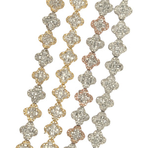 Gold and Diamond Flower Shaped Bracelet (choose your color)