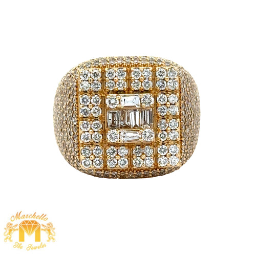 4.21ct diamonds 14k Yellow Gold Men`s Ring with Round and Baguette Diamonds