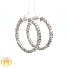 Load image into Gallery viewer, 5.96ct diamonds 14k White gold Hoop Earrings with Princess Cut diamonds