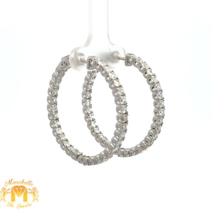 5.96ct diamonds 14k White gold Hoop Earrings with Princess Cut diamonds