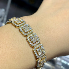 Load image into Gallery viewer, 10.25ct diamonds 14k Yellow Gold Square Shaped Bracelet with Baguette and Round Diamonds