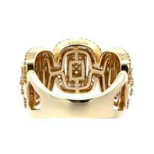 14k Yellow Gold and Diamond Men`s Ring with Round and Baguette Diamonds