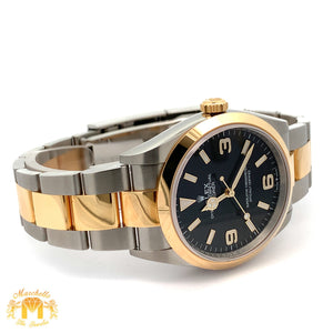 36mm Rolex Watch with Two-tone Oyster Bracelet (smooth bezel, black dial)