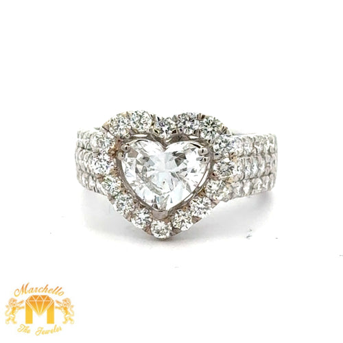 VS1 & E color diamonds 18k White Gold and Diamond Heart Shaped Engagement Ring with Fancy shapes of diamonds (GIA certified)