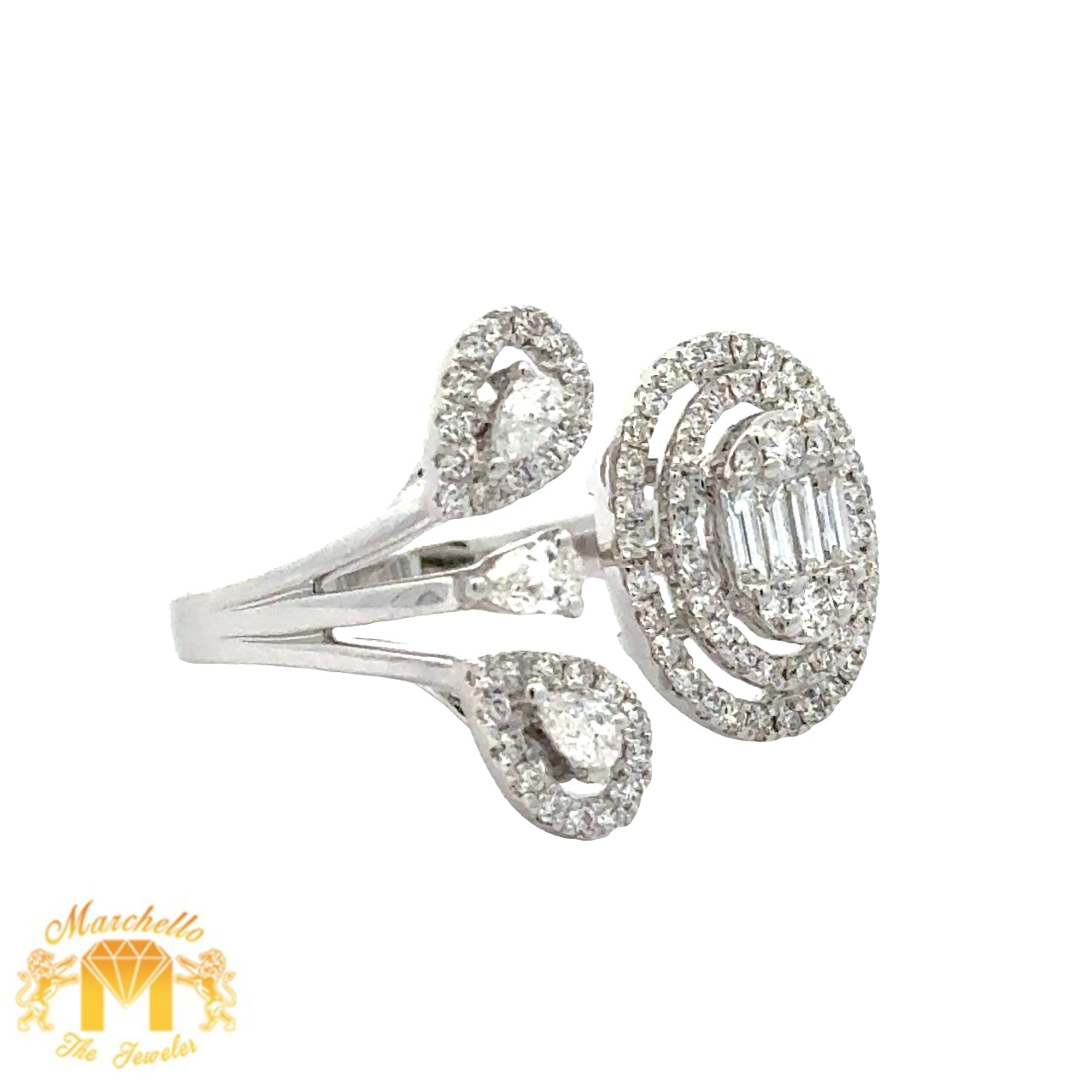 VVS/VS high clarity of diamonds set in a 18k White Gold  Ladies` Ring with Combination of Fancy Shapes