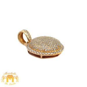 4ct diamonds Yellow Gold Round Shape Pendant and Yellow Gold Cuban Link Chain