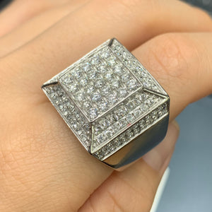 3.50ct diamonds 14k White Gold Square Shape Ring with Round Diamonds