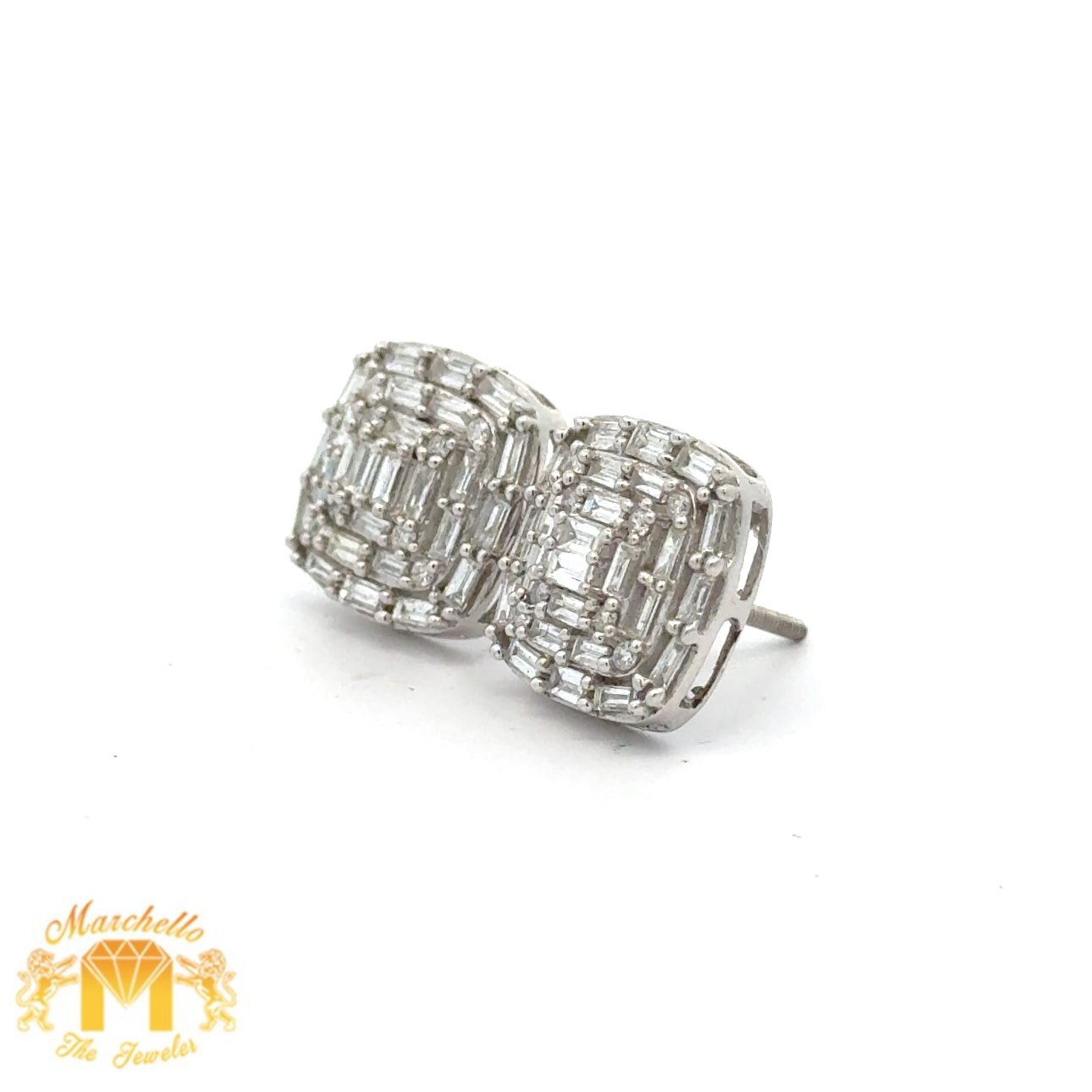 White gold and Diamond Earrings with Baguettes