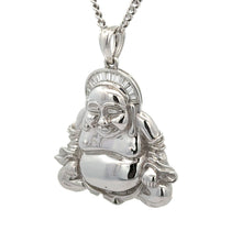 Load image into Gallery viewer, 18k White Gold and Diamond Buddha Pendant and 14k White Gold Cuban Link Chain