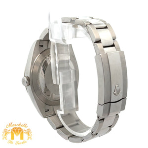 41mm Rolex Watch with Stainless Steel Oyster Bracelet (Rolex papers, white dial, fluted bezel) (Model number: 126334)