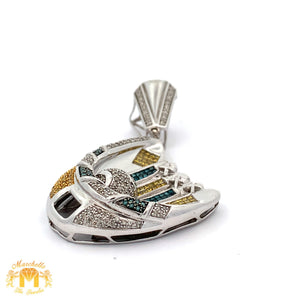 3.18ct Diamond 14k White Gold Baseball Glove and Ball Pendant with Round and Princess Cut Diamonds