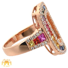 Load image into Gallery viewer, 18k Solid Rose Gold and VS clarity &amp; EF color diamonds Ring with Multicolored Sapphires