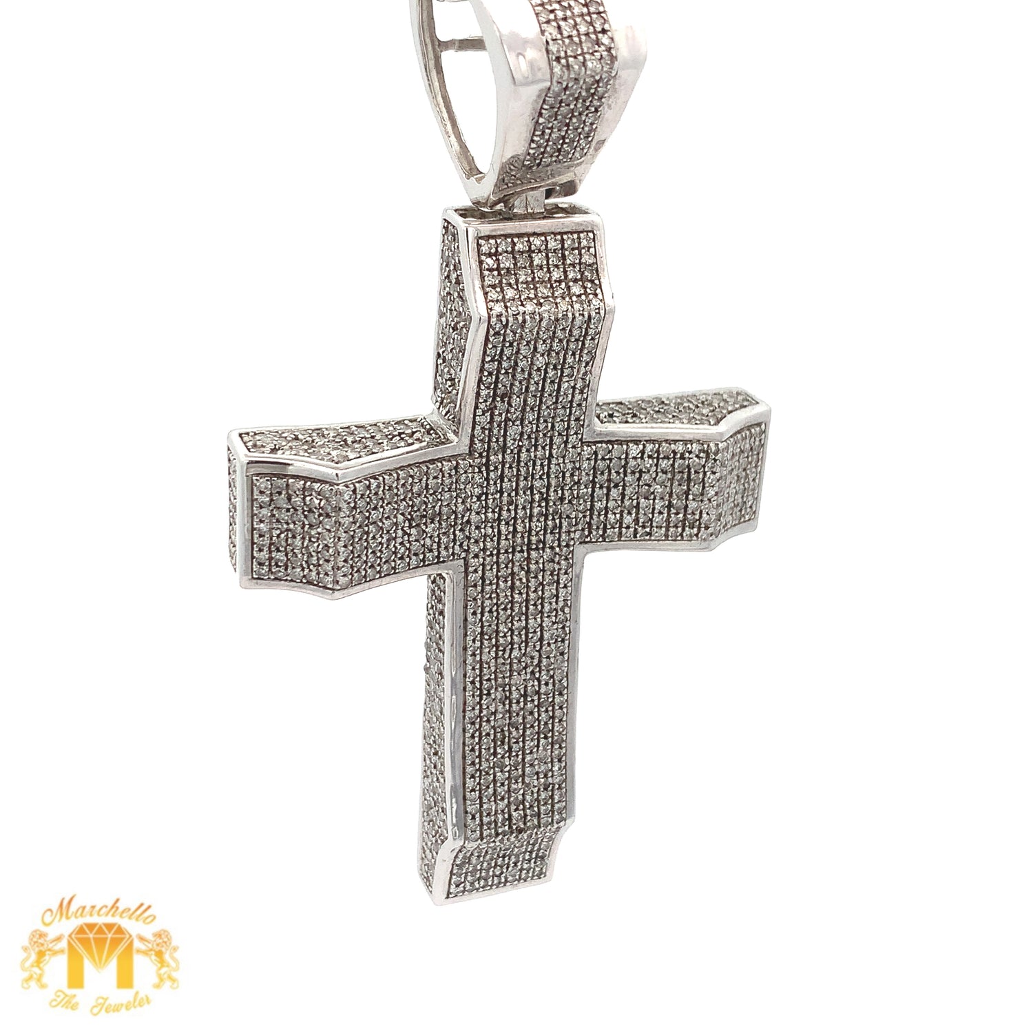 4ct Diamonds and White Gold Cross Pendant with Round Diamonds