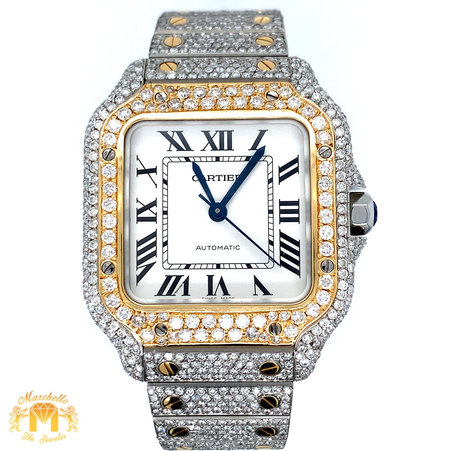 Iced out 36mm Cartier Two-tone Diamond Watch